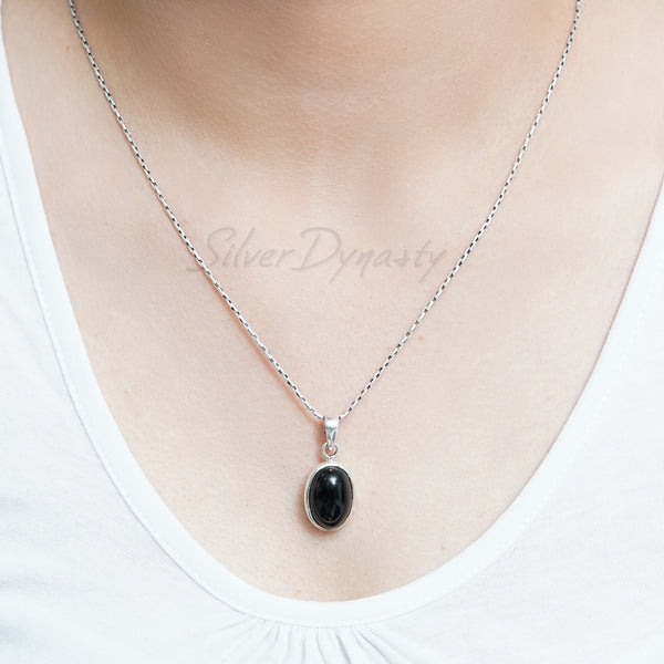 Black Onyx Pendant, 925 Solid Sterling Silver Pendant