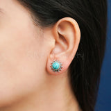 Turquoise 925 Solid Sterling Silver Earrings, Turquoise Studs