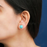 Turquoise 925 Solid Sterling Silver Earrings, Turquoise Studs