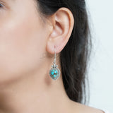 'BOHO' Blue Copper Turquoise Silver Earring, 925 Solid Sterling Silver Earring