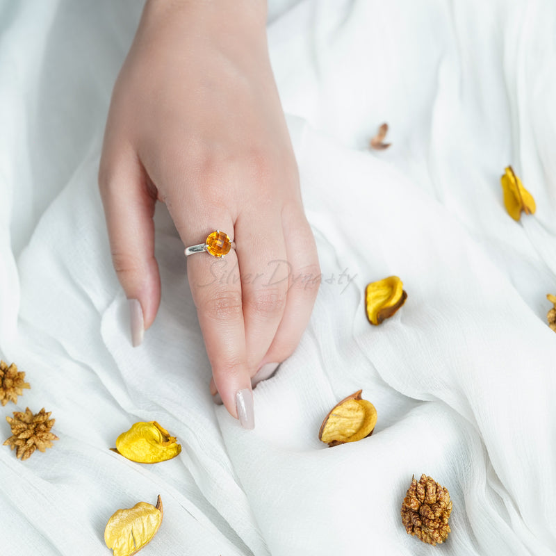 Citrine Ring, 925 Solid Sterling Silver Ring