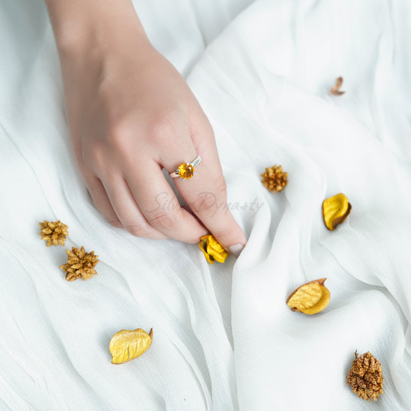 Citrine Ring, 925 Solid Sterling Silver Ring