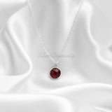 Natural Garnet Necklace, 92.5 Solid Sterling Silver