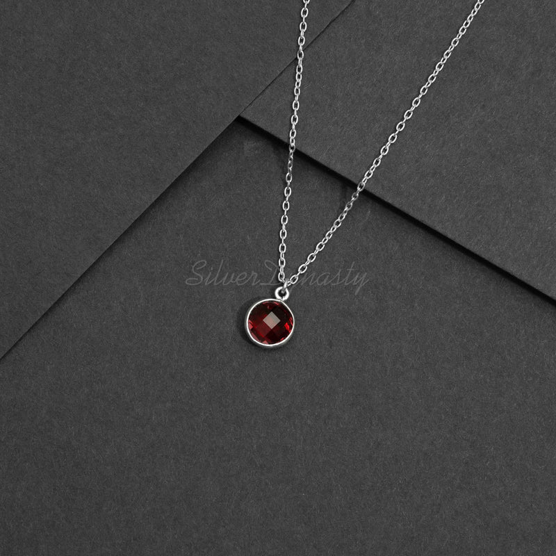 Natural Garnet Necklace, 92.5 Solid Sterling Silver