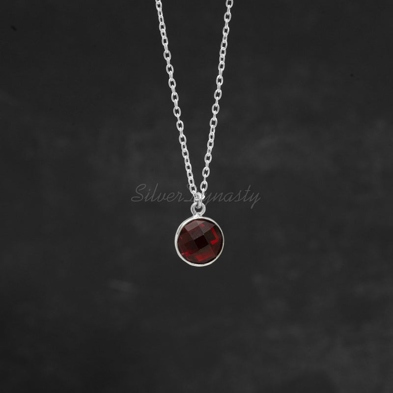 Natural Garnet Necklace, 92.5 Solid Sterling Silver