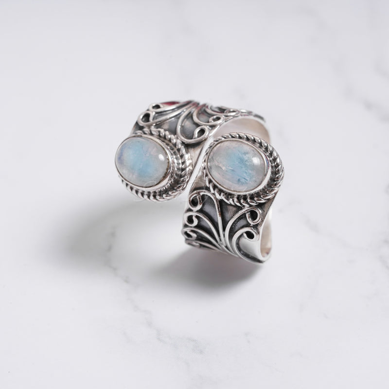 Rainbow Moonstone Sterling Silver Ring