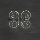 Spiral Silver Studs, 925 Solid Sterling Silver Earrings