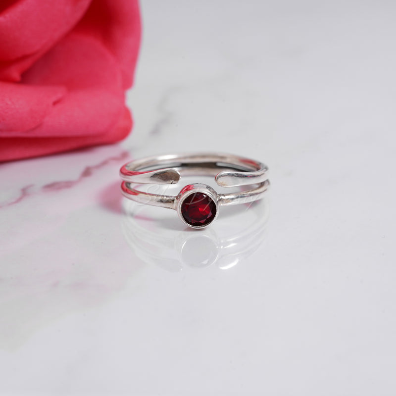 'BIA' Garnet 925 Solid Sterling Silver Ring