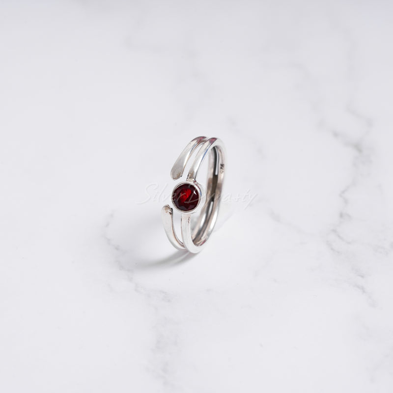 'BIA' Garnet 925 Solid Sterling Silver Ring