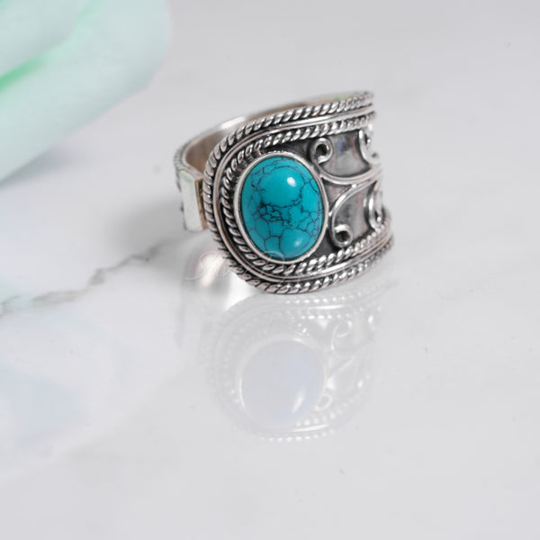 'Fortuna' Turquoise 925 Solid Sterling Silver Ring