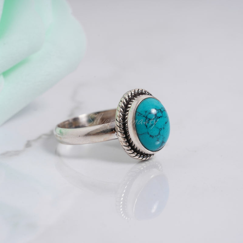 'Fortuna' Turquoise 925 Solid Sterling Silver Ring