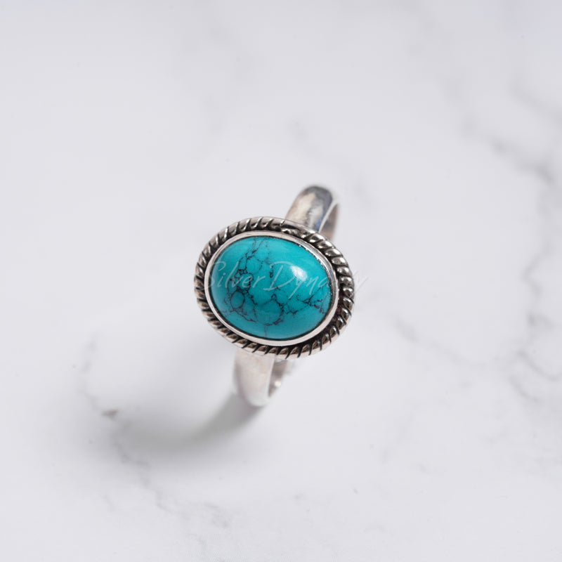 'Fortuna' Turquoise 925 Solid Sterling Silver Ring