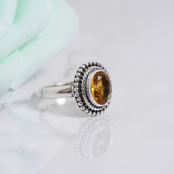 Citrine Ring, 925 Solid Sterling Silver Ring