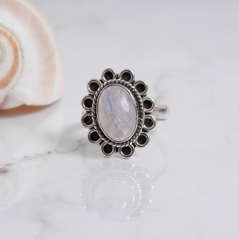 Moonstone 925 Solid Sterling Silver Ring, Moonstone Ring,