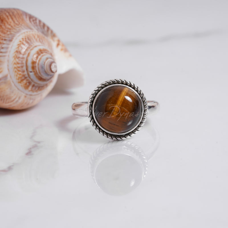 Tiger Eye Ring, 925 Solid Sterling Silver Ring