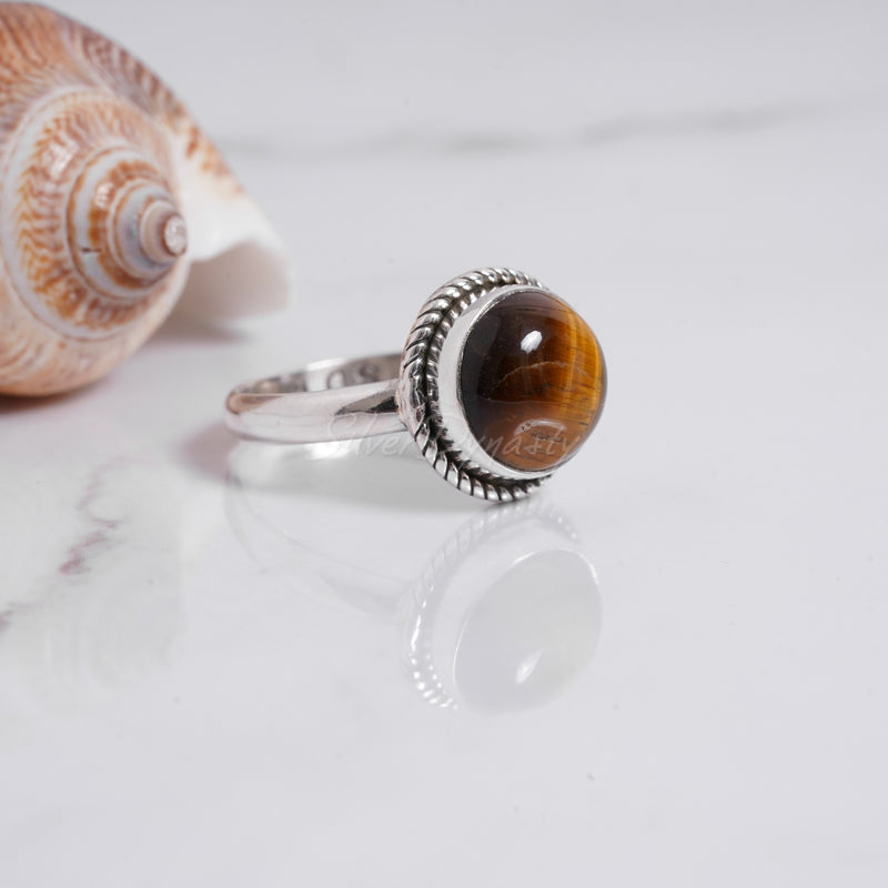 Tiger Eye Ring, 925 Solid Sterling Silver Ring