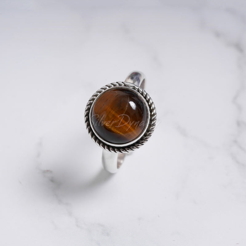 Tiger Eye Ring, 925 Solid Sterling Silver Ring