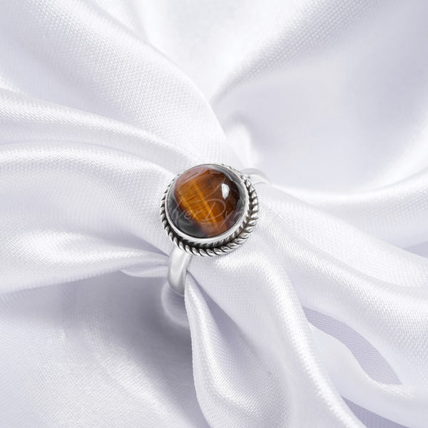 Tiger Eye Ring, 925 Solid Sterling Silver Ring