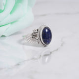 'Leaf' Lapis Lazuli 925 Solid Sterling Silver Ring