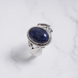 'Leaf' Lapis Lazuli 925 Solid Sterling Silver Ring