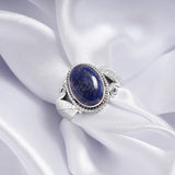 'Leaf' Lapis Lazuli 925 Solid Sterling Silver Ring