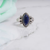 'Boho' Lapis Lazuli 925 Solid Sterling Silver Ring