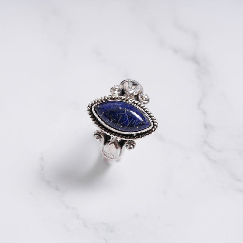 'Boho' Lapis Lazuli 925 Solid Sterling Silver Ring