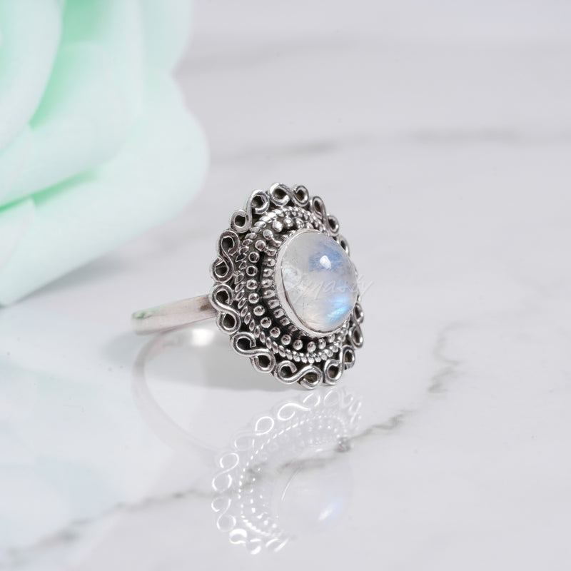 Moonstone 925 Solid Sterling Silver Ring, Moonstone Ring