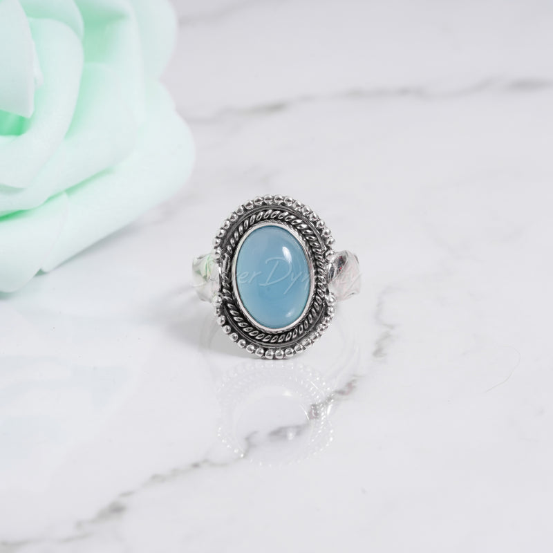 'BIA' Chalcedony 925 Solid Sterling Silver Ring