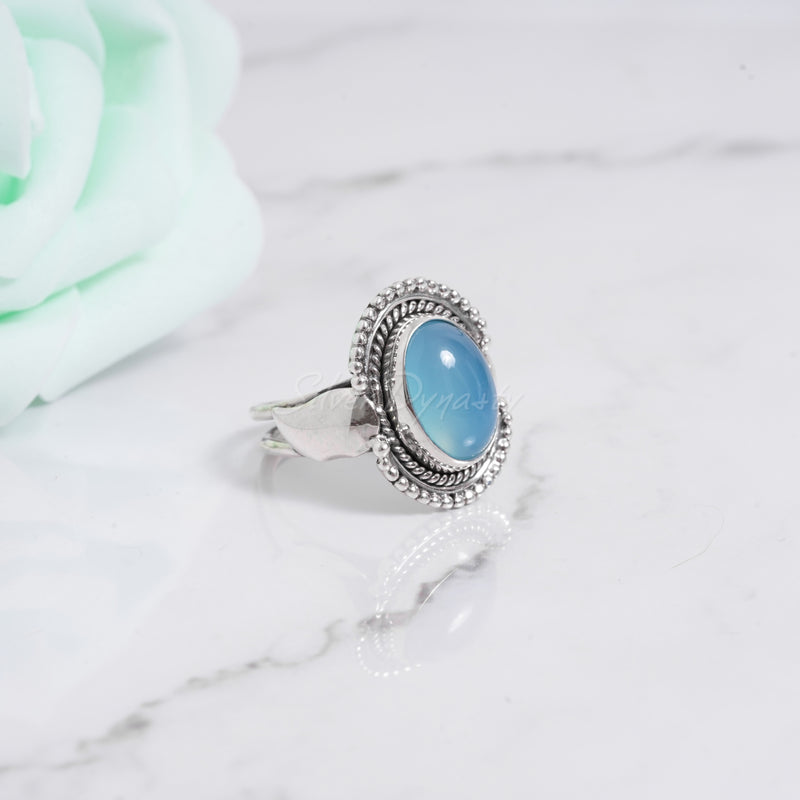 'BIA' Chalcedony 925 Solid Sterling Silver Ring