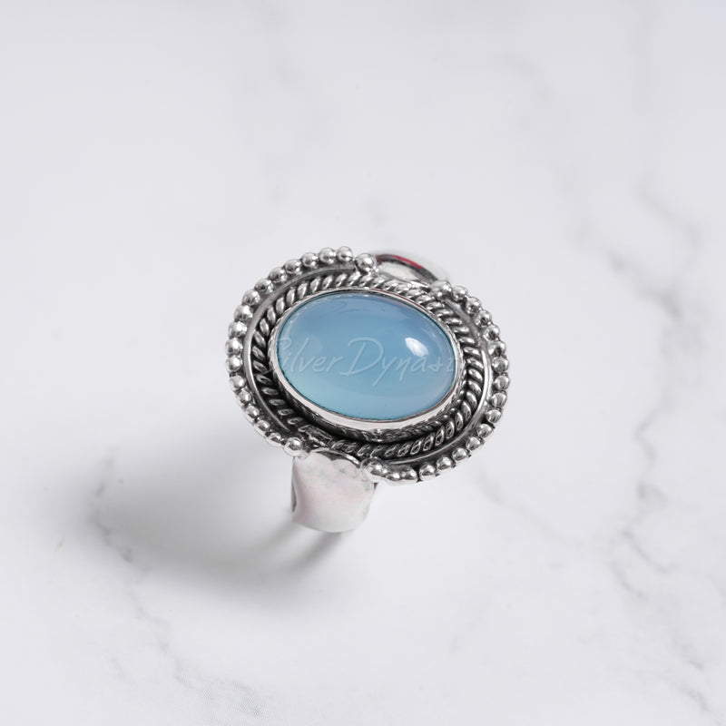 'BIA' Chalcedony 925 Solid Sterling Silver Ring