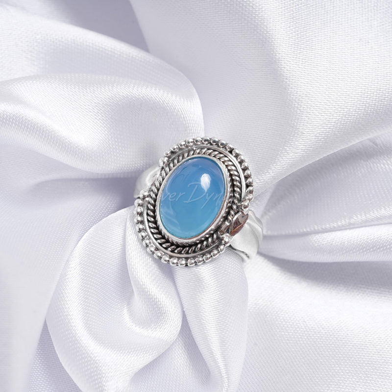 'BIA' Chalcedony 925 Solid Sterling Silver Ring