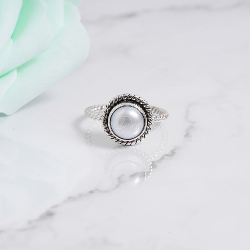 'Boho' Pearl 925 Solid Sterling Silver Ring