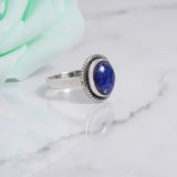 'Minimalist' Lapis Lazuli 925 Solid Sterling Silver Ring