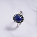 'Minimalist' Lapis Lazuli 925 Solid Sterling Silver Ring