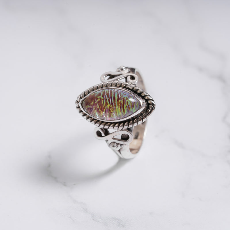 Dichroic Glass 925 Solid Sterling Silver Ring