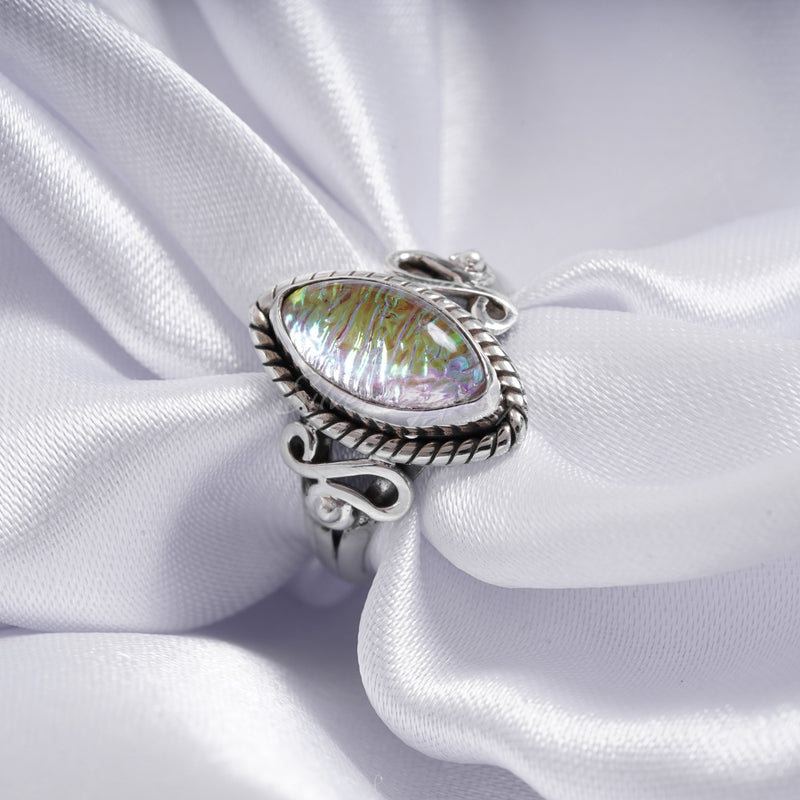 Dichroic Glass 925 Solid Sterling Silver Ring