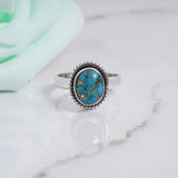 'Fortuna' Blue Copper Turquoise 925 Solid Sterling Silver Ring