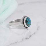 'Fortuna' Blue Copper Turquoise 925 Solid Sterling Silver Ring