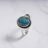 'Fortuna' Blue Copper Turquoise 925 Solid Sterling Silver Ring