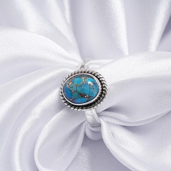 'Fortuna' Blue Copper Turquoise 925 Solid Sterling Silver Ring