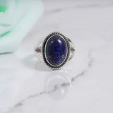 'Boho' Lapis Lazuli 925 Solid Sterling Silver Ring