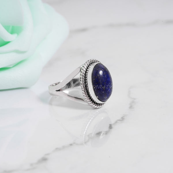 'Boho' Lapis Lazuli 925 Solid Sterling Silver Ring