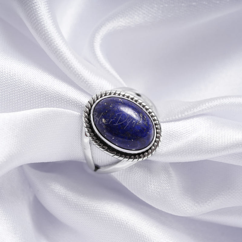 'Boho' Lapis Lazuli 925 Solid Sterling Silver Ring