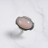 'Boho' Pink Moonstone 925 Solid Sterling Silver Ring