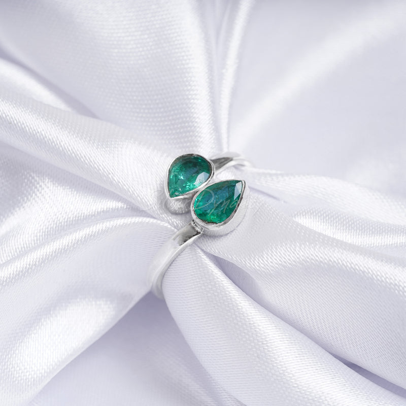 Zambian Emerald Ring, 925 Solid Sterling Silver Ring