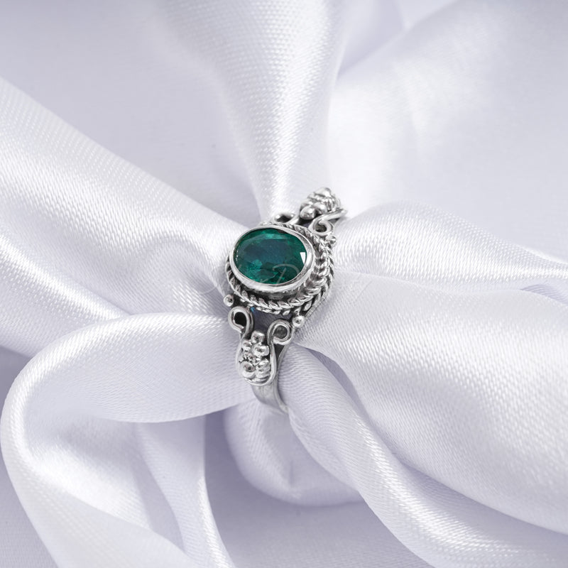 Zambian Emerald Ring, 925 Solid Sterling Silver Ring