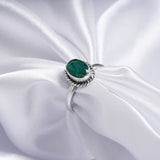 Zambian Emerald Ring, 925 Solid Sterling Silver Ring