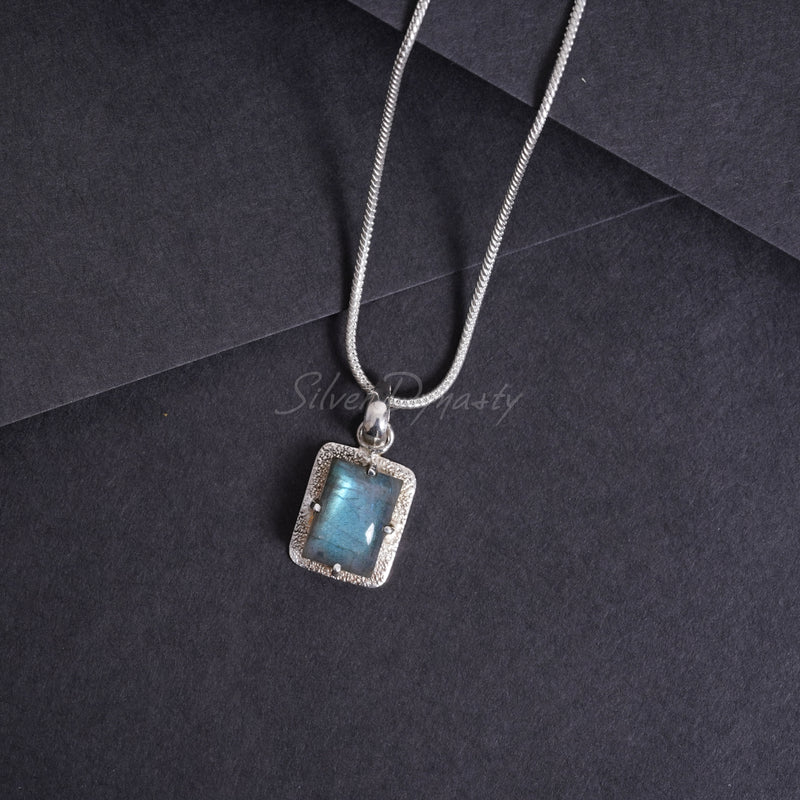 'Boho'  Labradorite Pendant, 925 Solid Sterling Silver Pendant