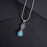 Blue Topaz &  Chacedony Pendant, 925 Solid Sterling Silver Pendant